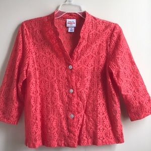 Ruby Rd Favorites Petite 3/4 orange top size 8P